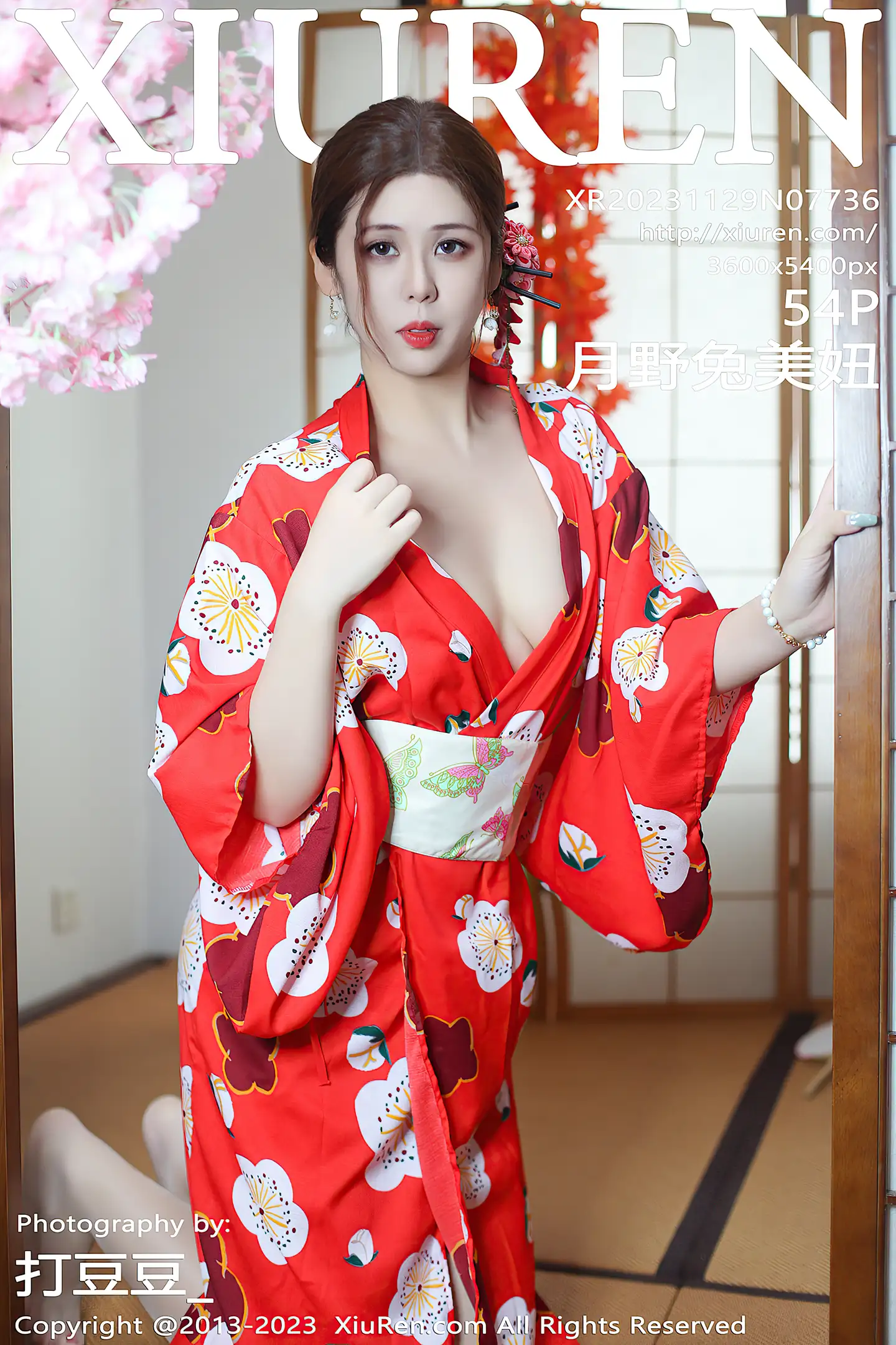 [XiuRen秀人网]No.7736_模特月野兔美妞性感红色和服配蕾丝肉丝袜秀曼妙身姿诱惑写真54P-秀人网 - XiuRen.Space